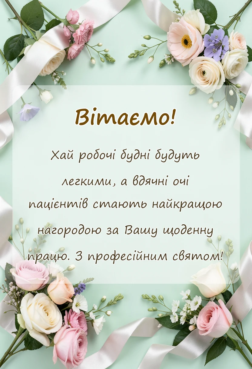 красива листівка: привітання з днем медика