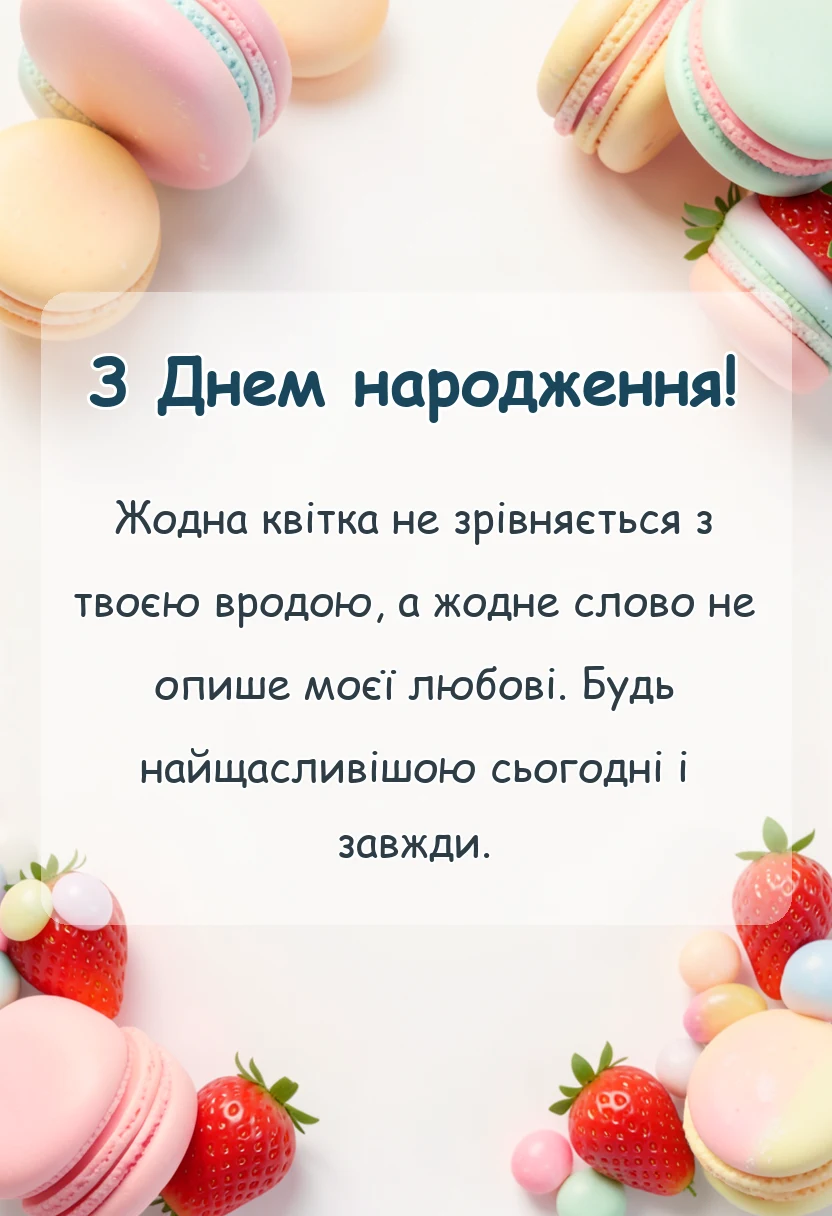 святкова картинка: привітання з днем народження коханій жінці