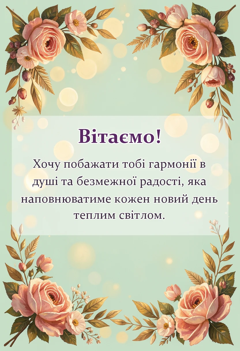 красива листівка: привітання з днем щастя