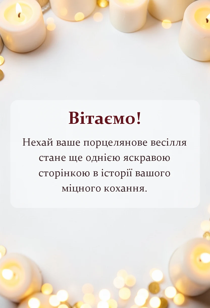 красива листівка: привітання з порцеляновим весіллям