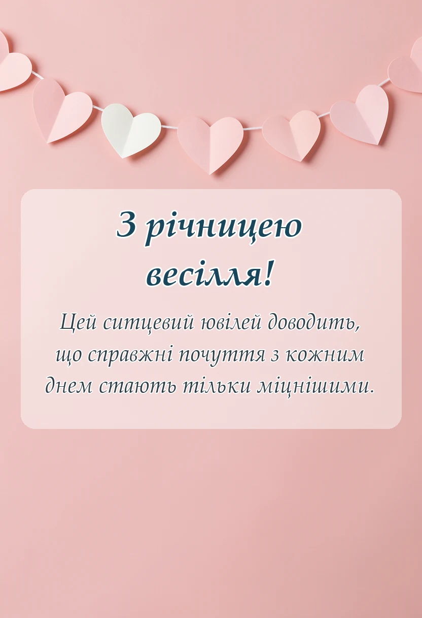 листівка з побажанням - привітання з ситцевим весіллям