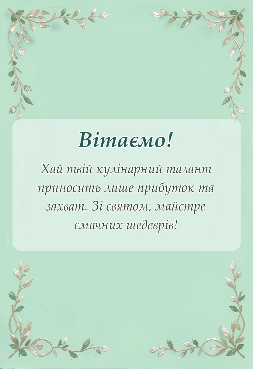 вітальна листівка - прикольні привітання з днем кухаря