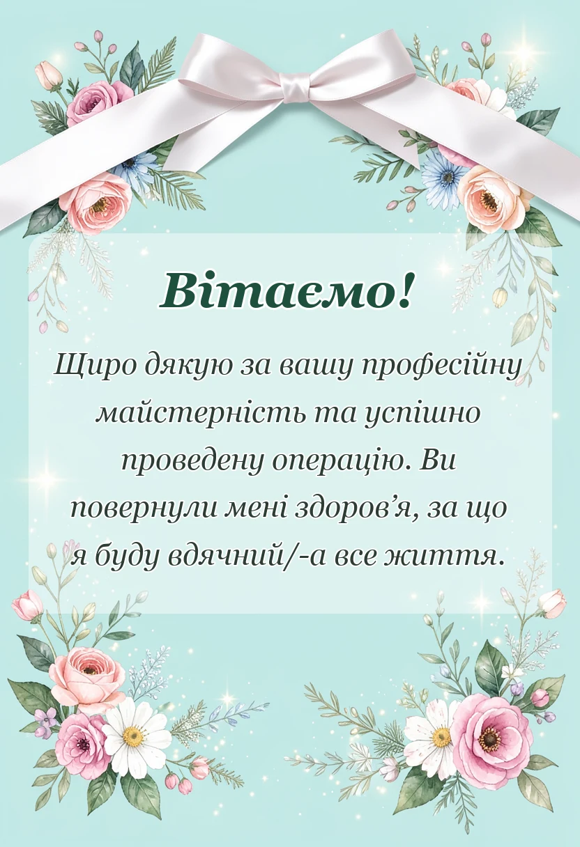 унікальна листівка - подяка лікарю за операцію