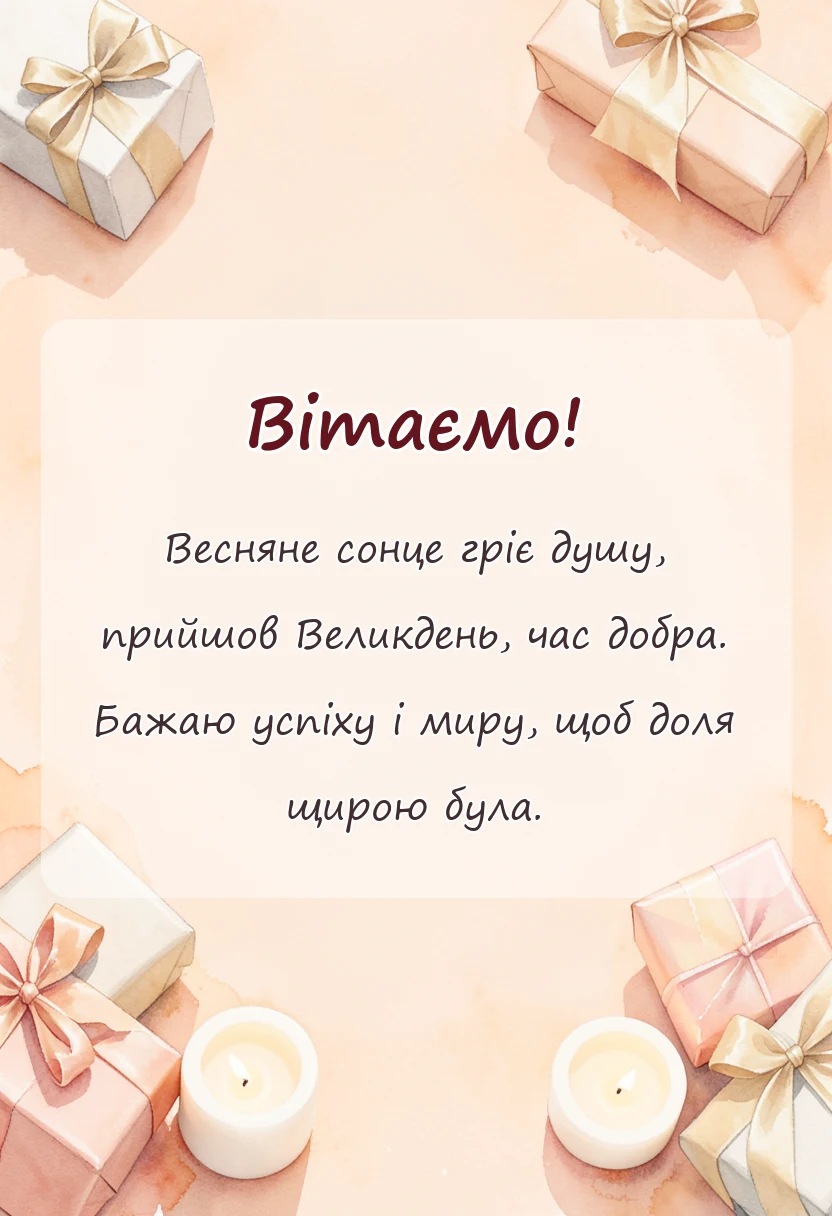 красива листівка: привітання з великоднем у віршах