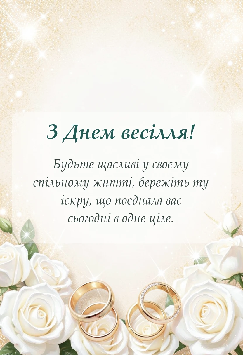 вітальна листівка - привітання з одруженням