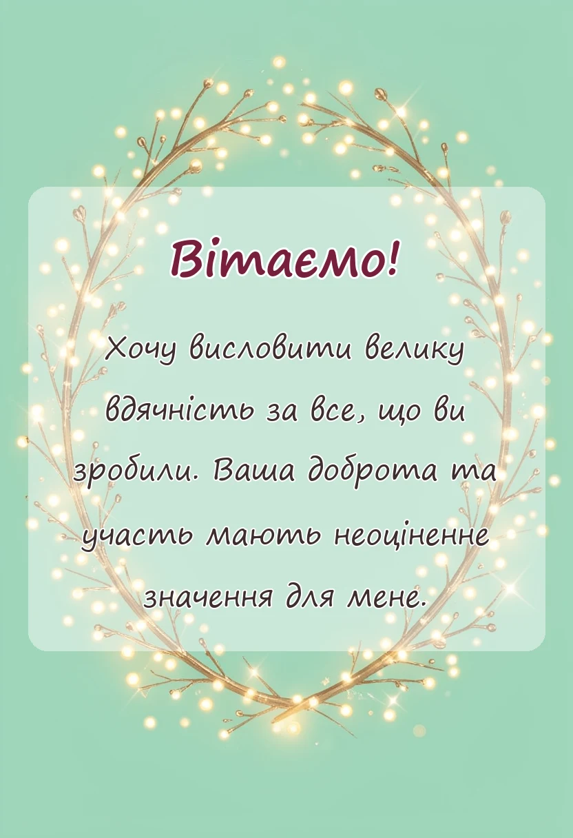 красива листівка: слова подяки за допомогу під час війни