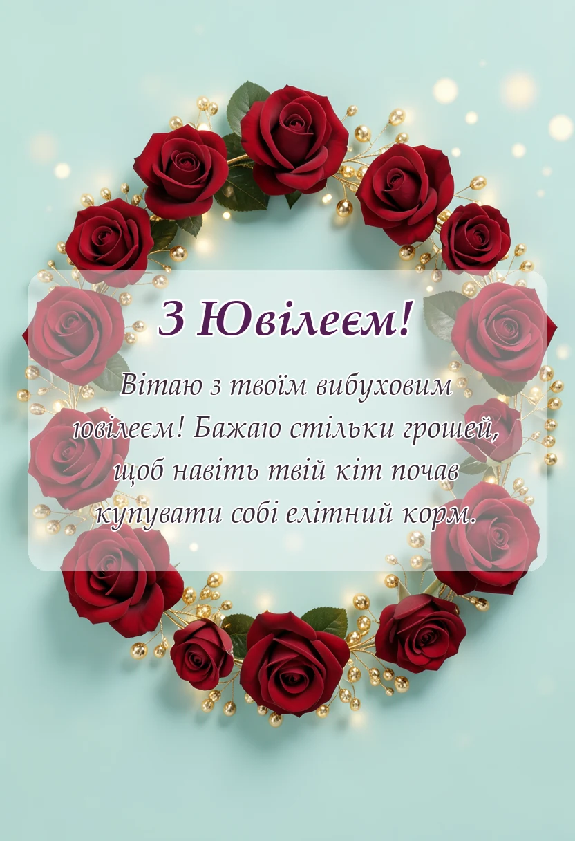 вітальна листівка - привітання з ювілеєм дівчині прикольні
