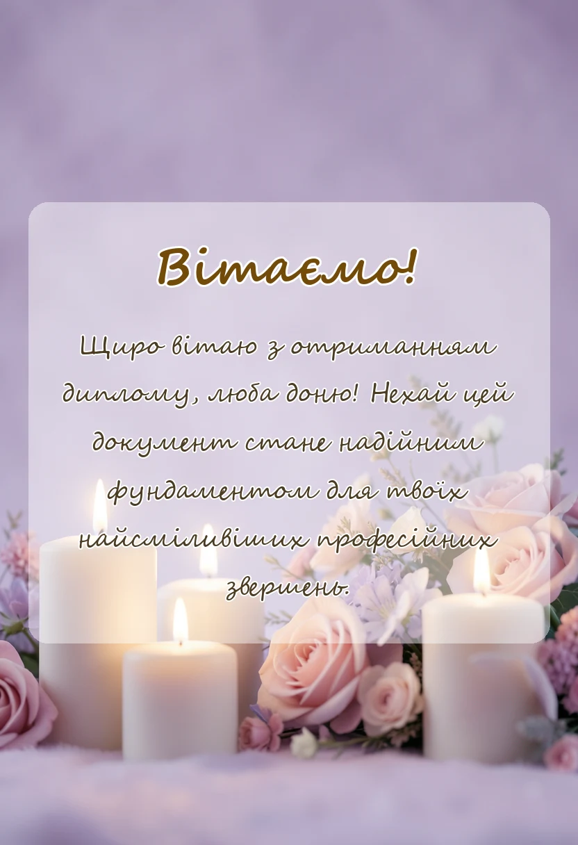 унікальна листівка - вітання донька з отриманням диплому