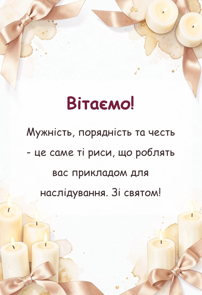 красива листівка: привітання чоловіків з днем козацтва своїми словами