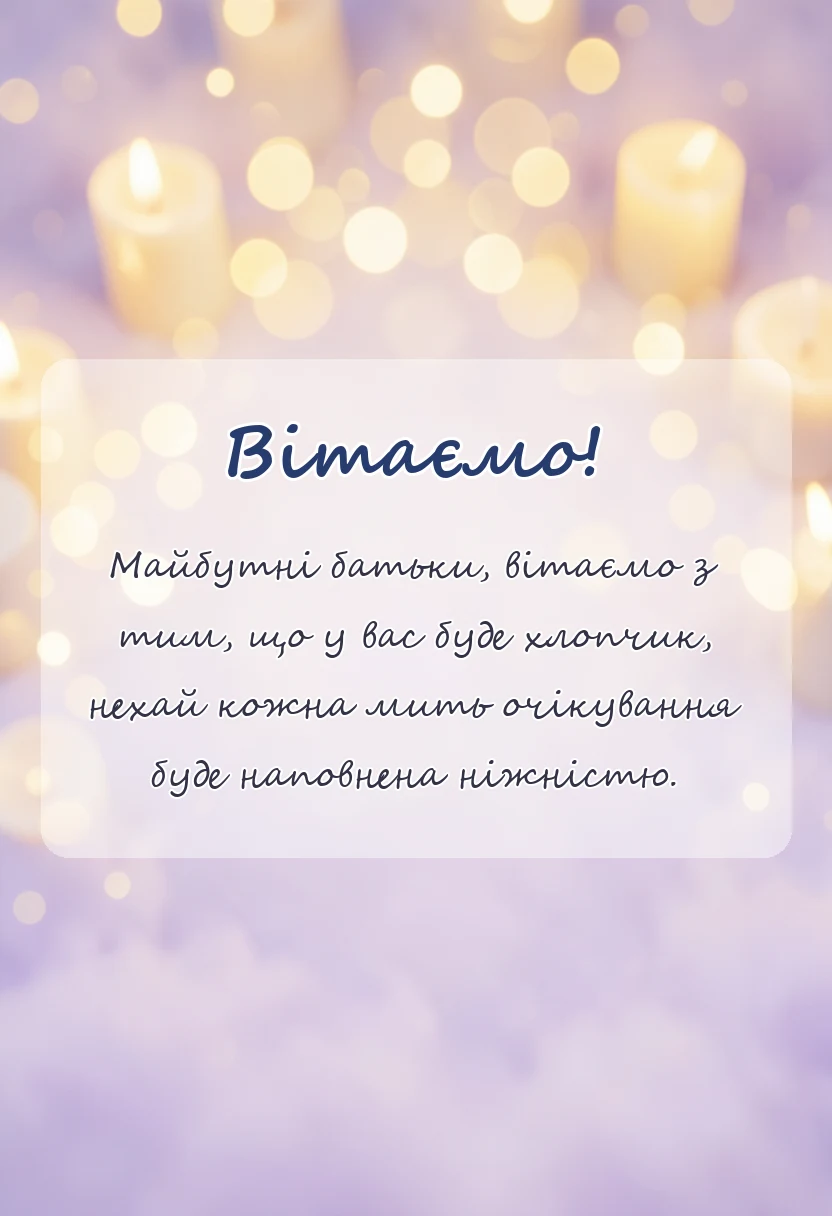 вітальна листівка - вітання на гендер паті хлопчик