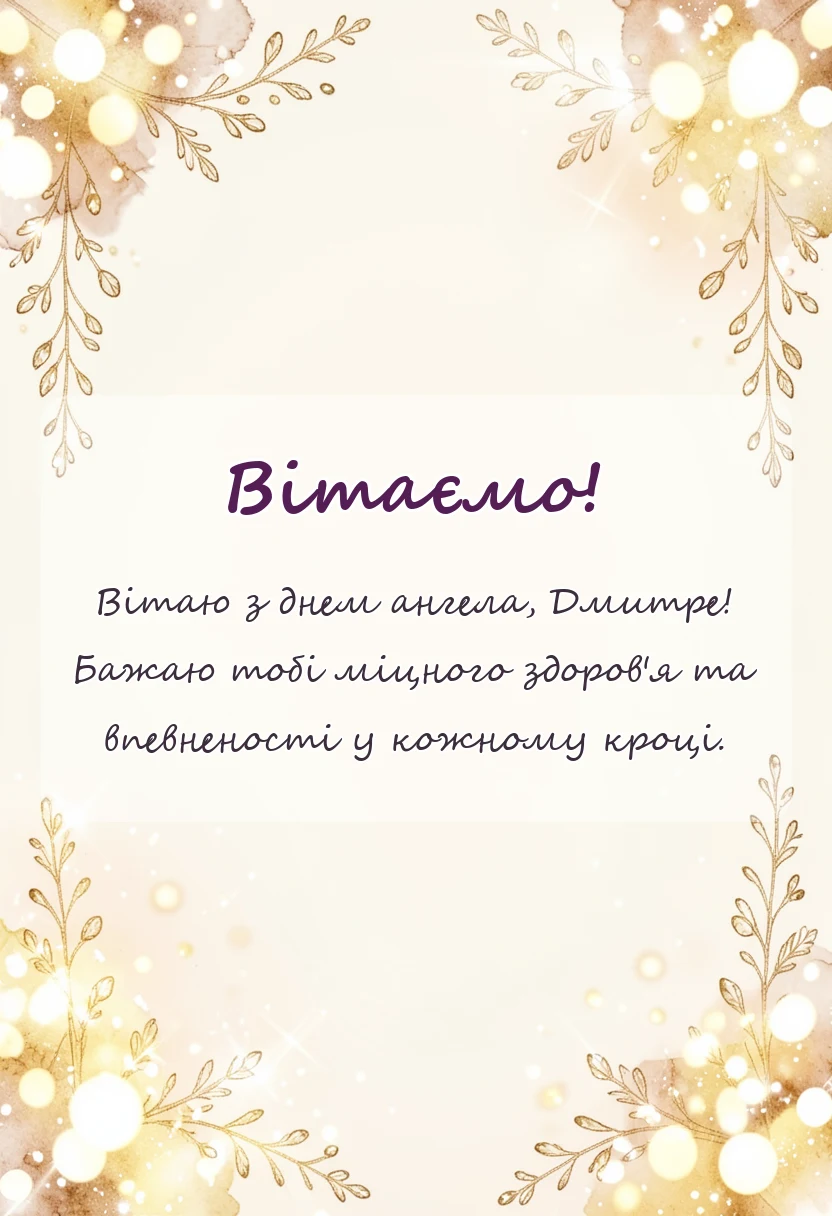 унікальна листівка - картинки з днем ангела дмитра