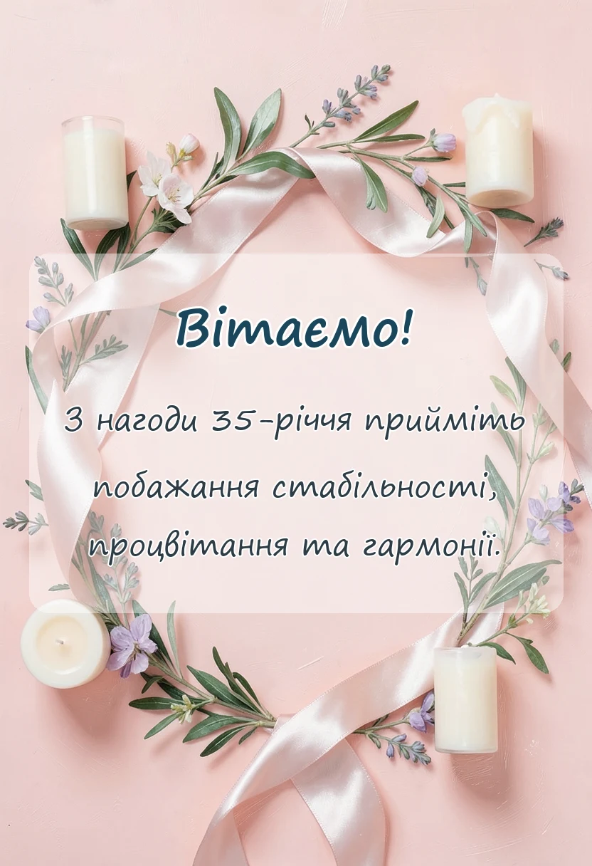 вітальна листівка - привітання з 35-річчям чоловікові