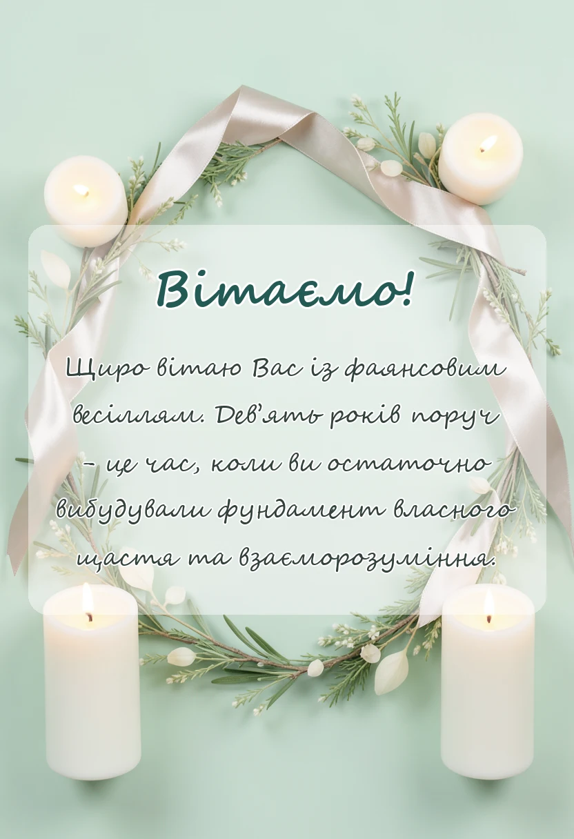 красива листівка: річниця весілля 9 років