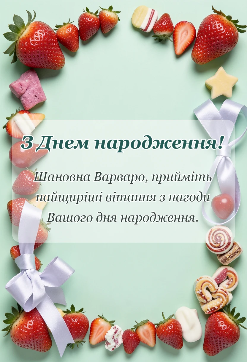 листівка з побажанням - привітання з днем народження варварі