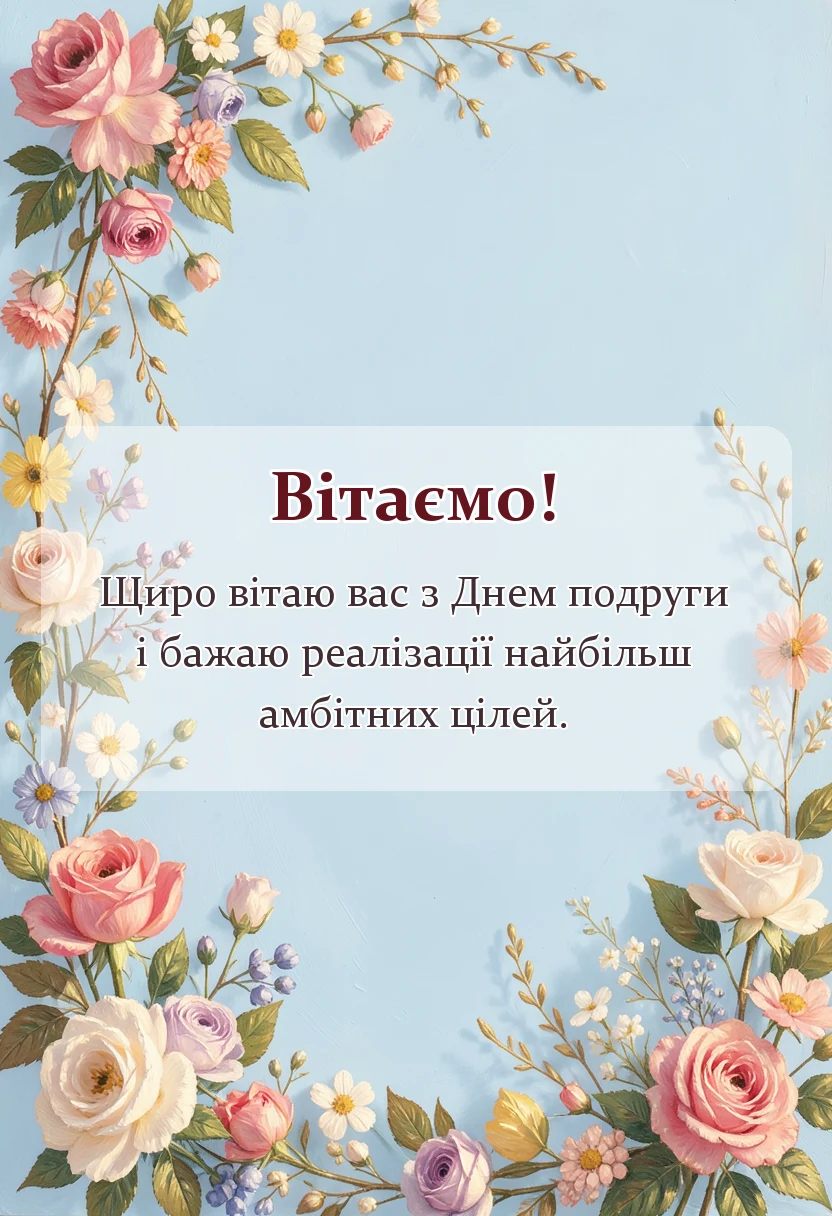листівка з побажанням - привітання з днем подруги