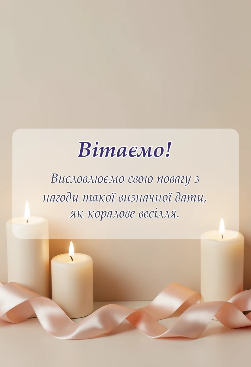 красива листівка: привітання з річницею весілля 35 років полотняне коралове весілля