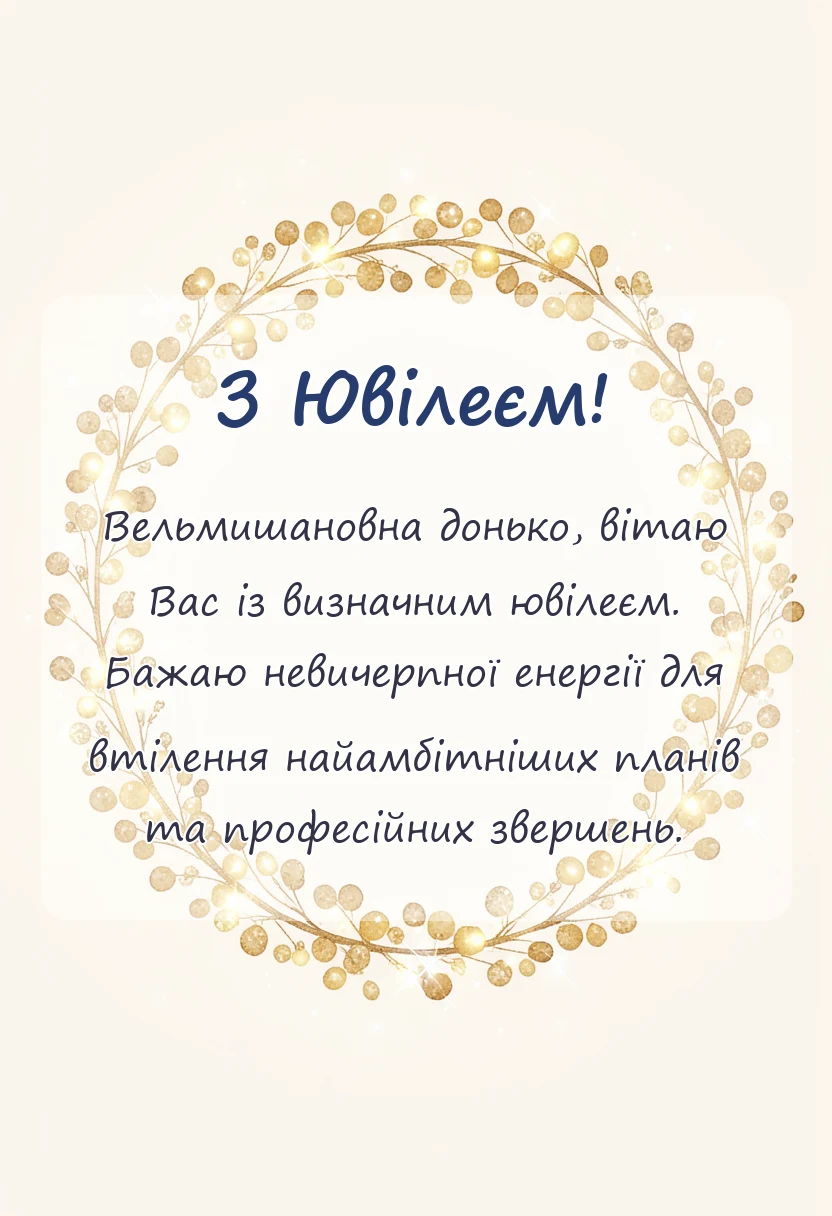 унікальна листівка - привітання з ювілеєм доньці