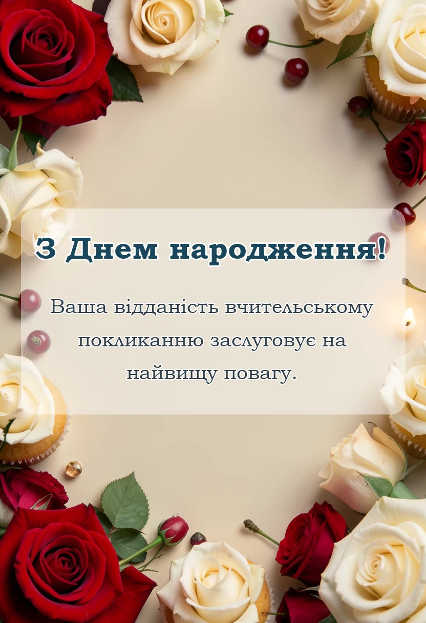листівка з побажанням - привітання з днем народження класної керівниці