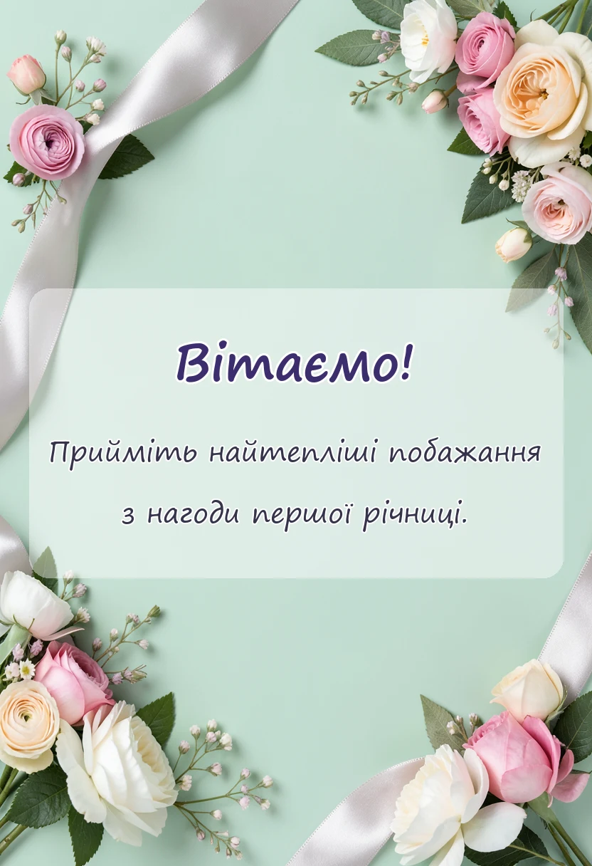 вітальна листівка - річниця весілля 1 рік