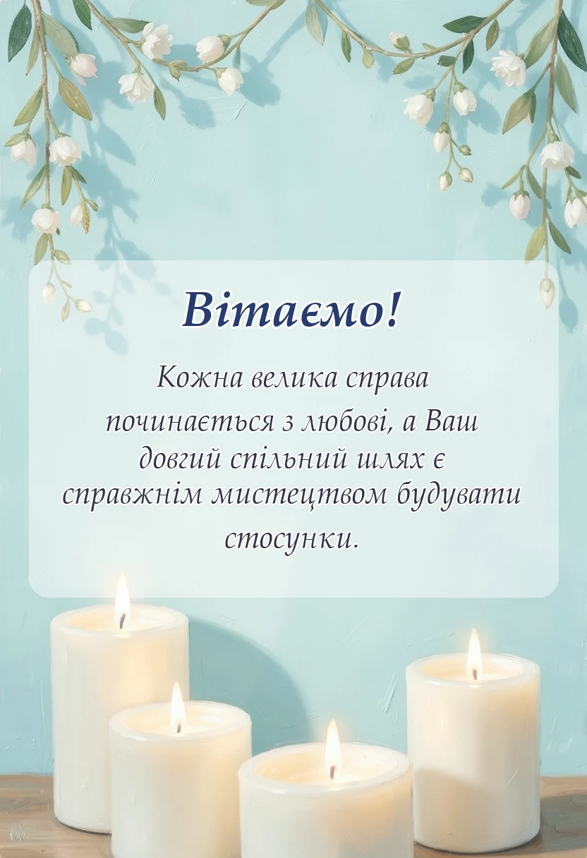 листівка з побажанням - привітання з срібним весіллям у віршах своїми словами