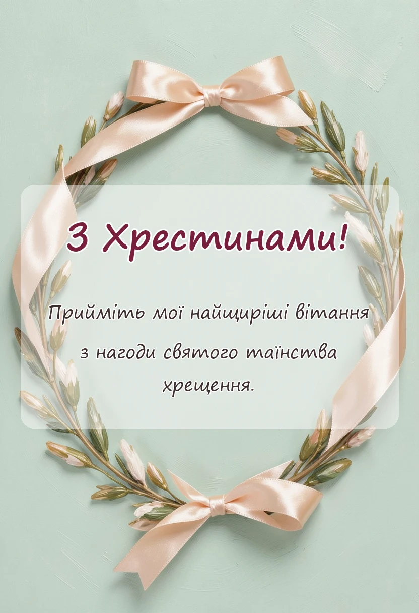 унікальна листівка - привітання з хрестинами своїми словами від хрещеної