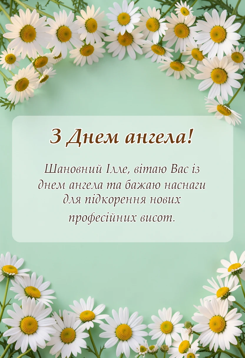унікальна листівка - привітання з днем ангела іллі