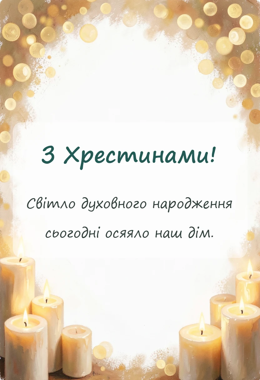 унікальна листівка - привітання з хрестинами своїми словами від хрещеної