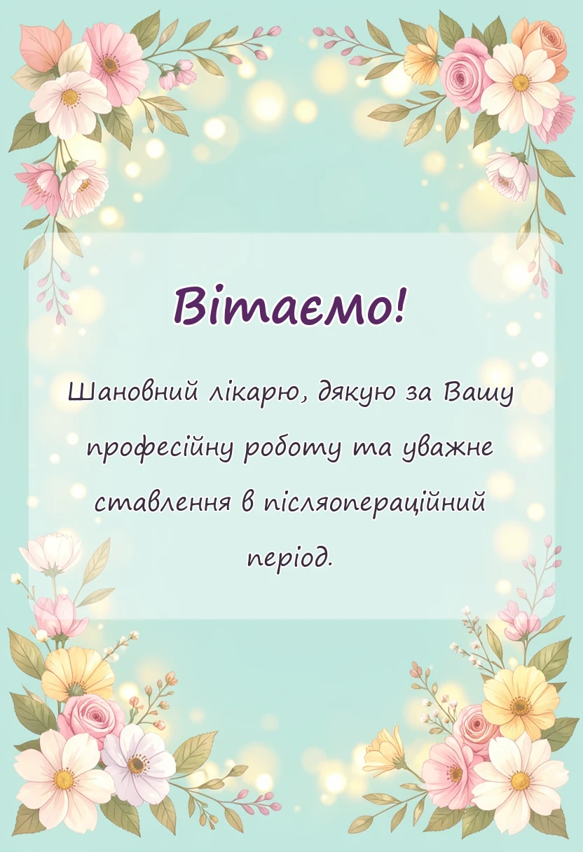 листівка з побажанням - подяка лікарю за операцію