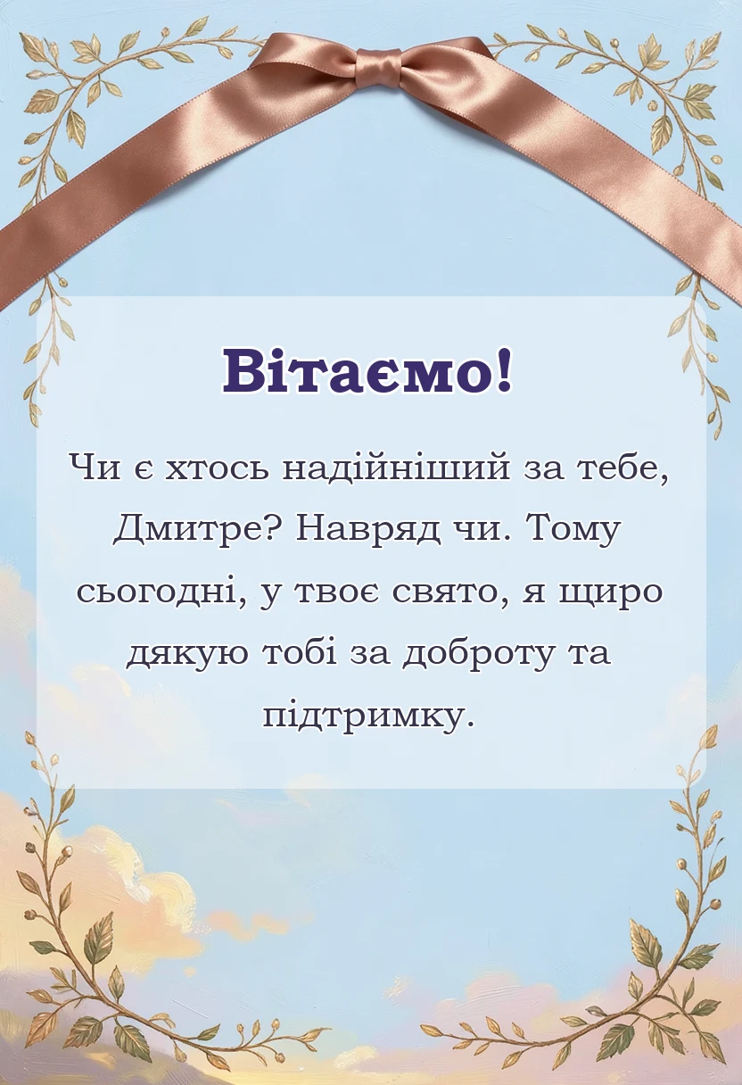 святкова картинка: привітання з днем ангела дмитра