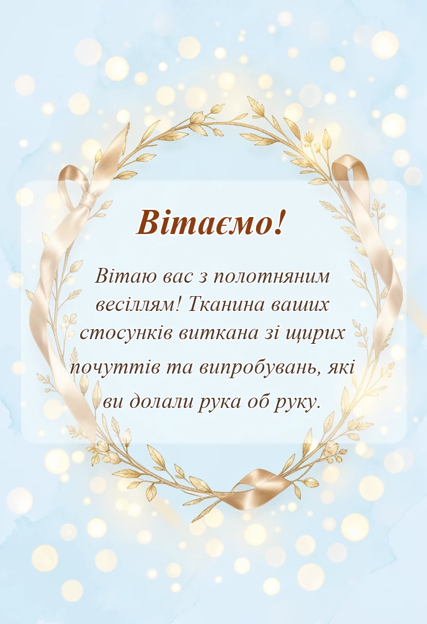 вітальна листівка - привітання з річницею весілля 35 років полотняне коралове весілля