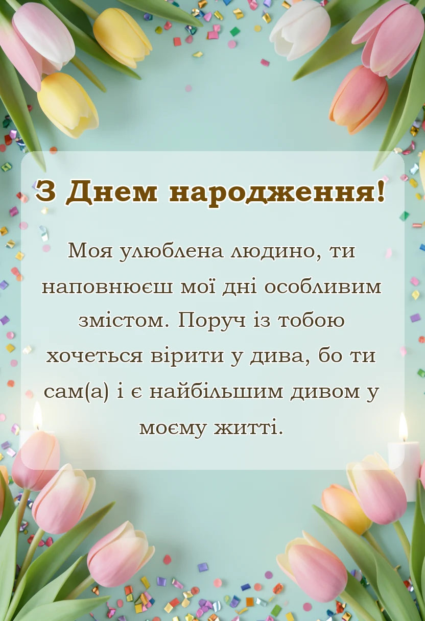 вітальна листівка - зворушливі привітання з днем народження