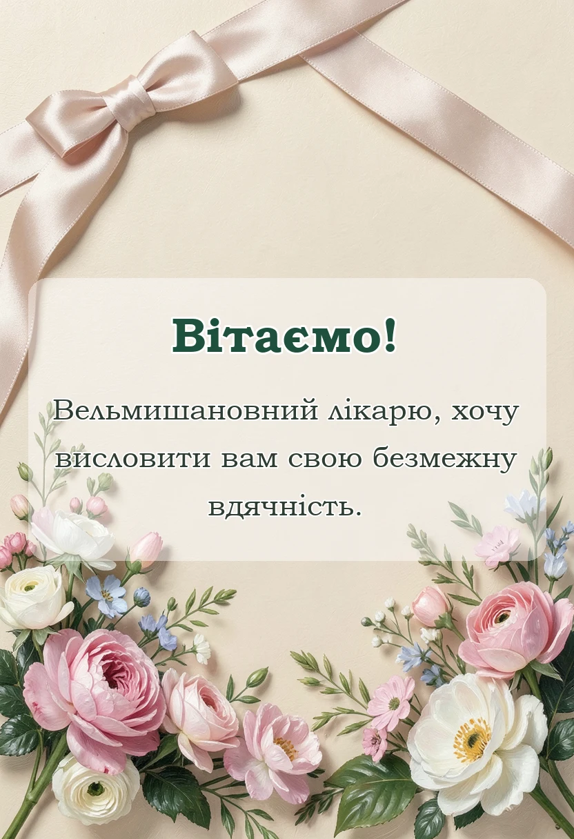 святкова картинка: подяка лікарю за операцію