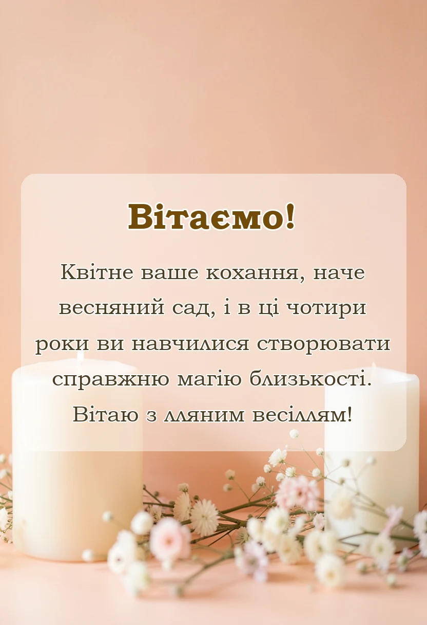 унікальна листівка - річниця весілля 4 роки