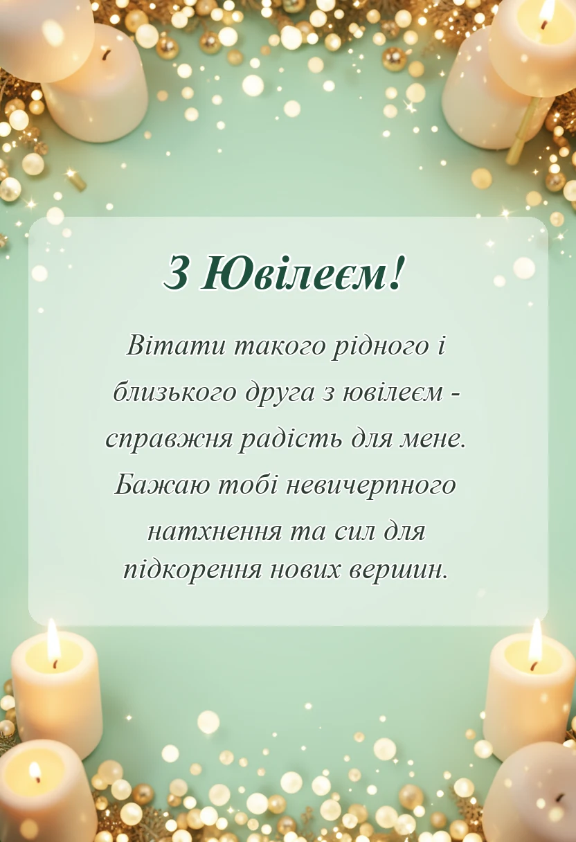 листівка з побажанням - гарне вітання з ювілеєм своїми словами