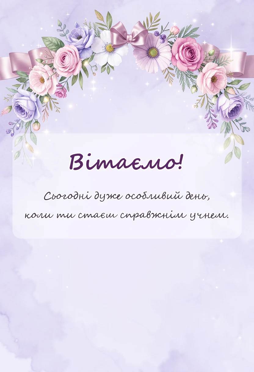 вітальна листівка - побажання першокласнику своїми словами
