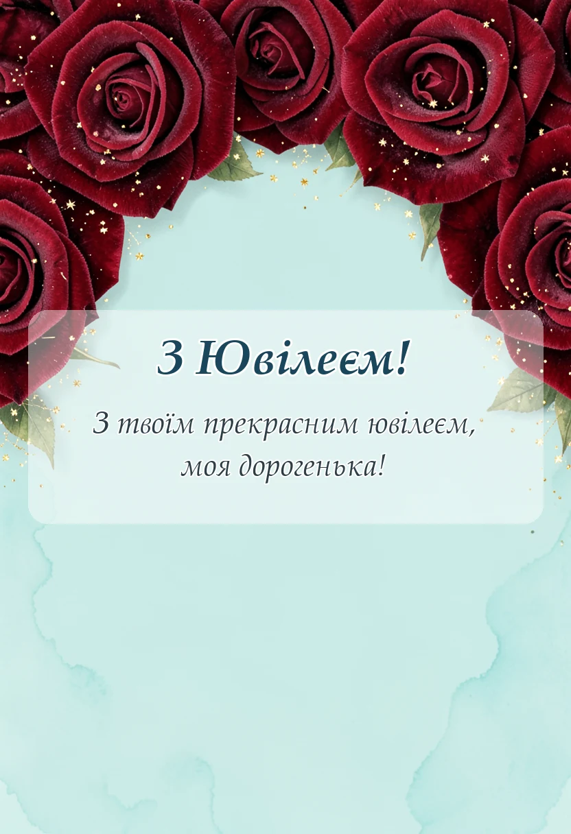 вітальна листівка - привітання з ювілеєм дівчині своїми словами