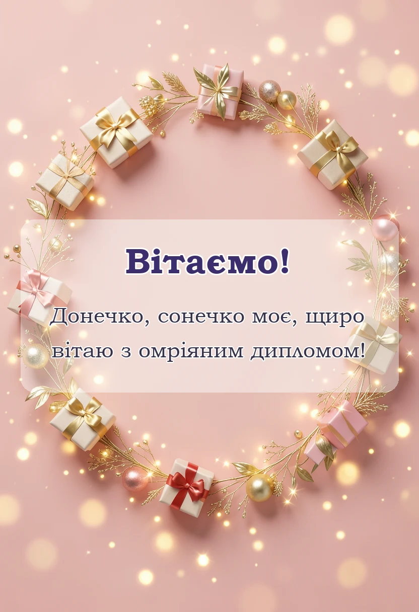 унікальна листівка - вітання донька з отриманням диплому