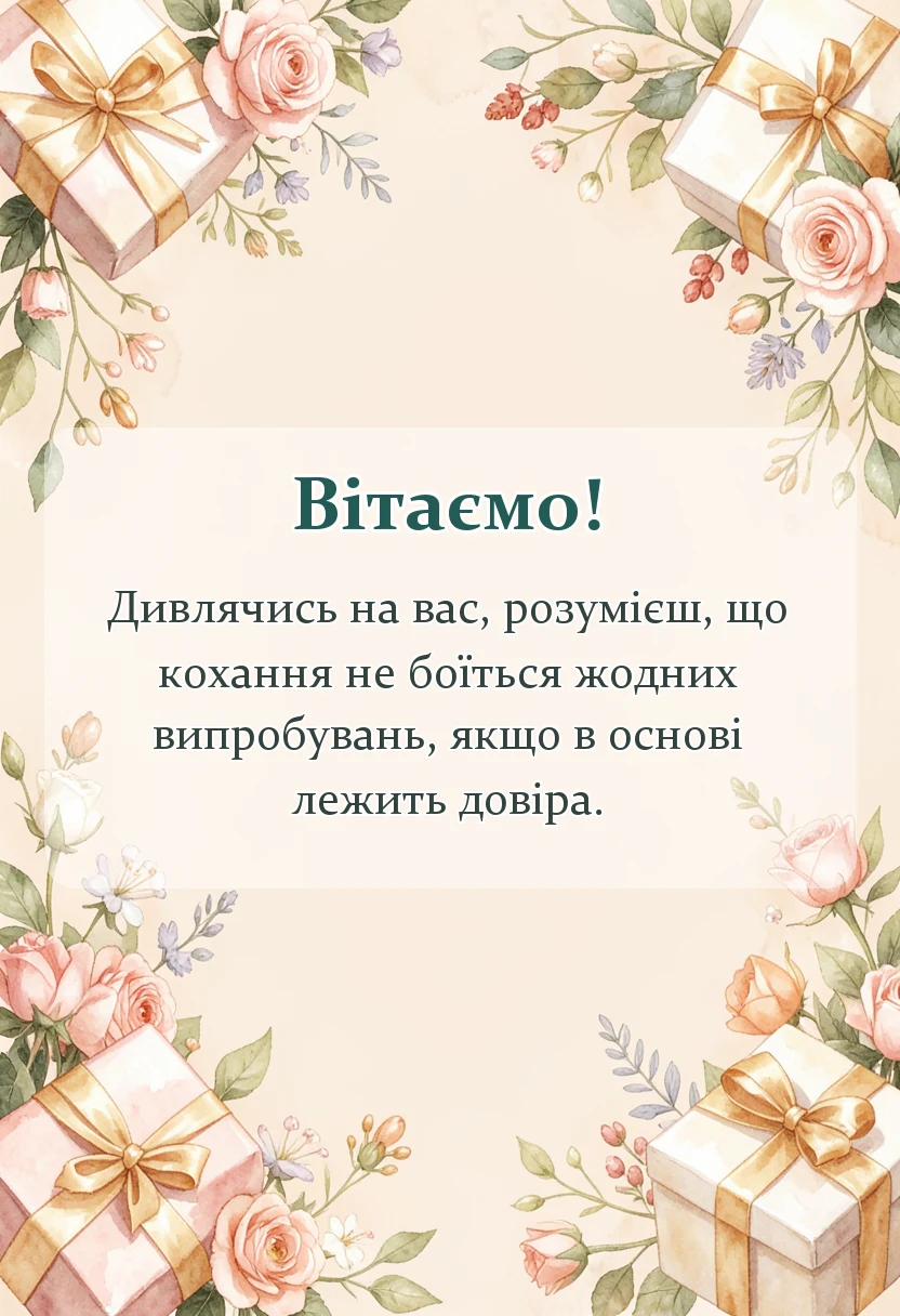 унікальна листівка - річниця весілля 20 років