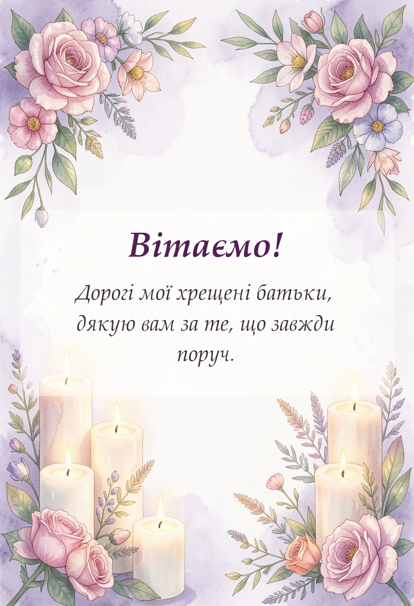 красива листівка: слова подяки хрещеним