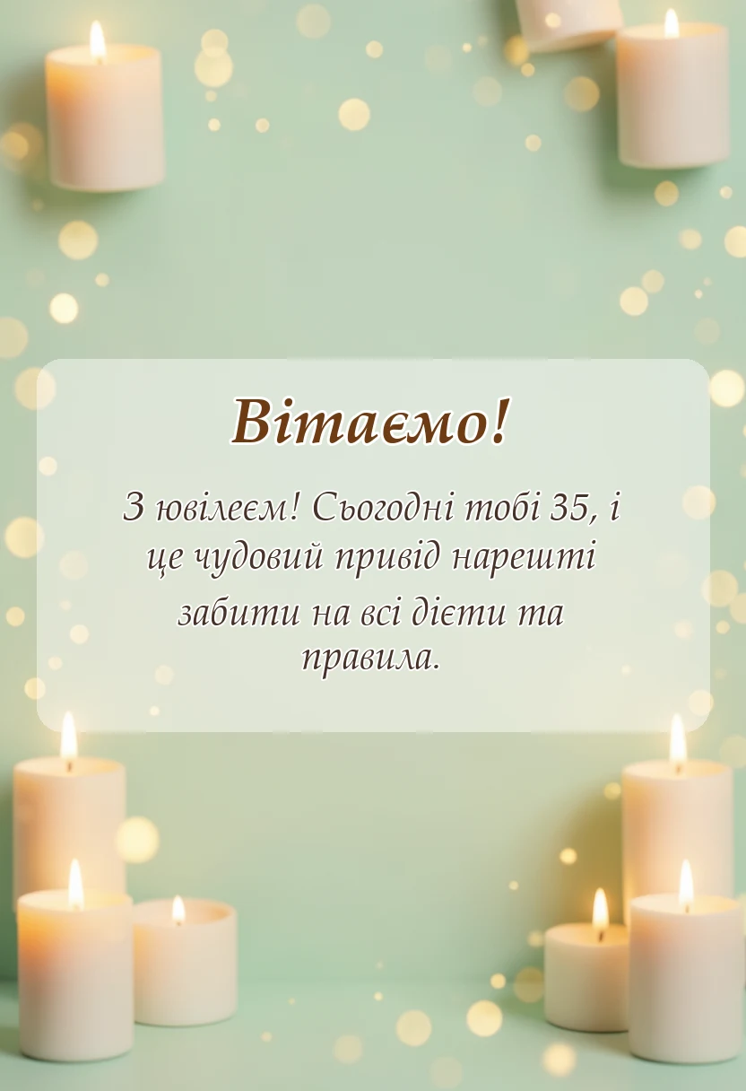 листівка з побажанням - привітання з 35-річчям чоловікові