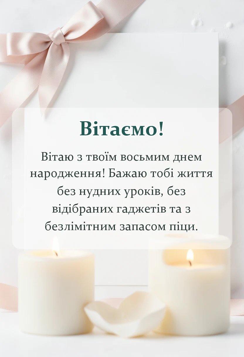 красива листівка: привітання з днем народження 8 років хлопчику