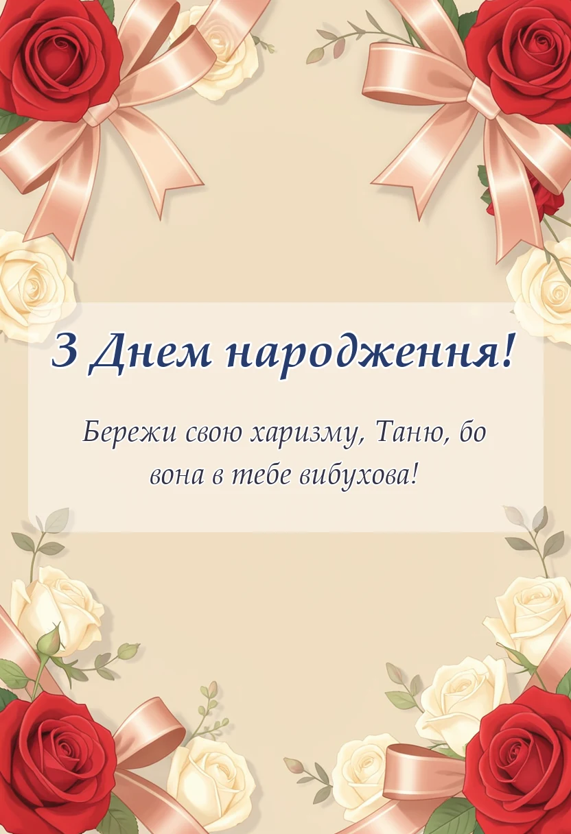 унікальна листівка - привітання з днем народження тетяна