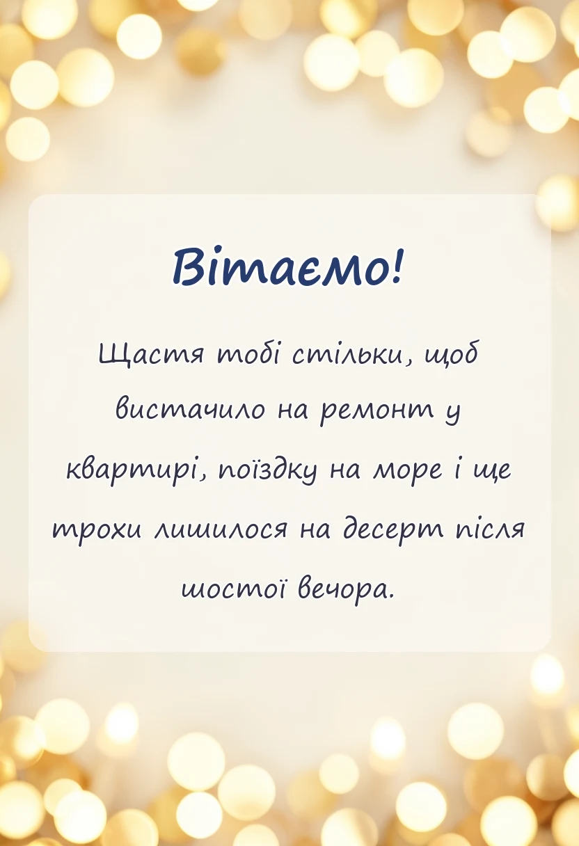 унікальна листівка - привітання з днем щастя