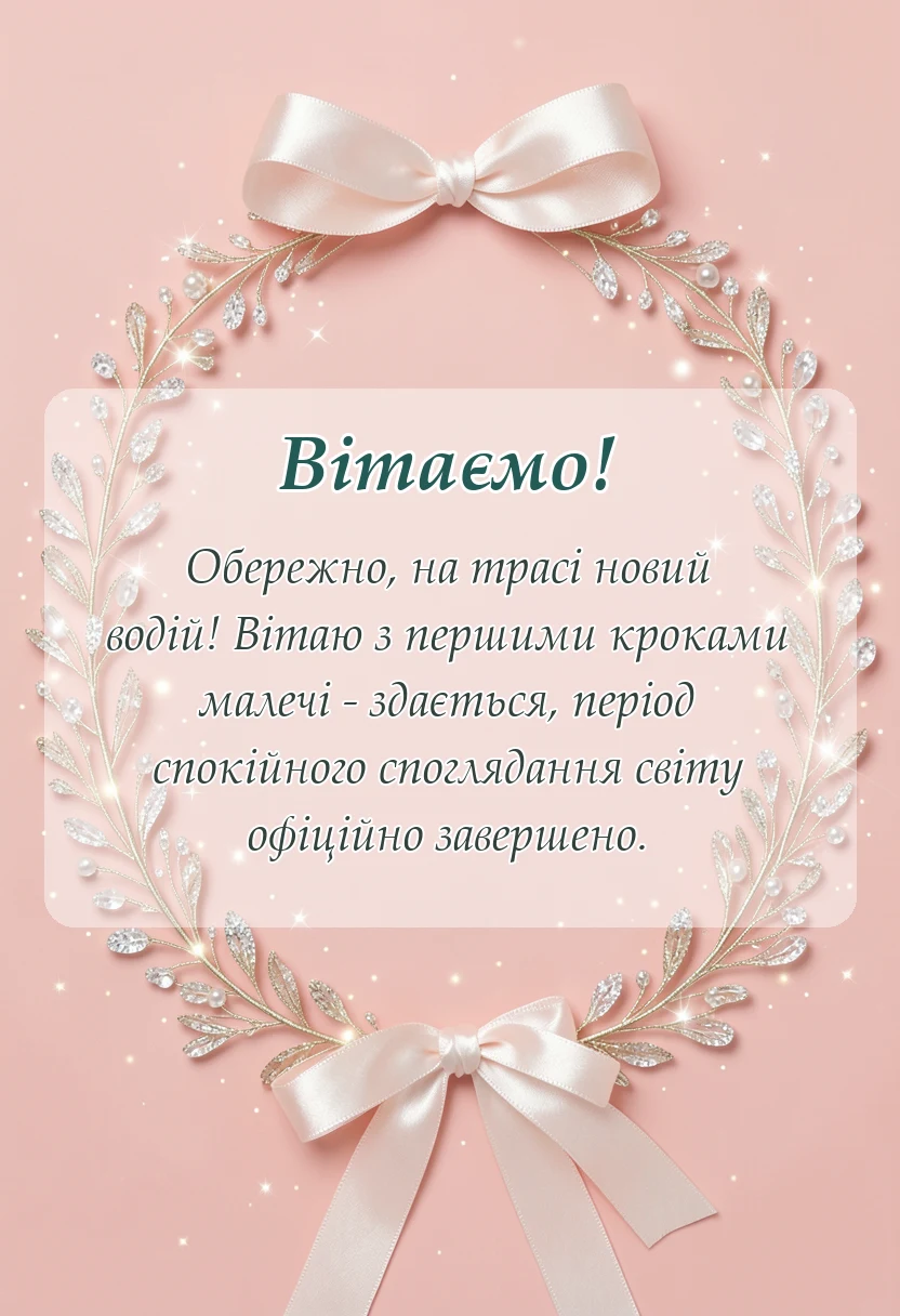 унікальна листівка - привітання з першими кроками дитини