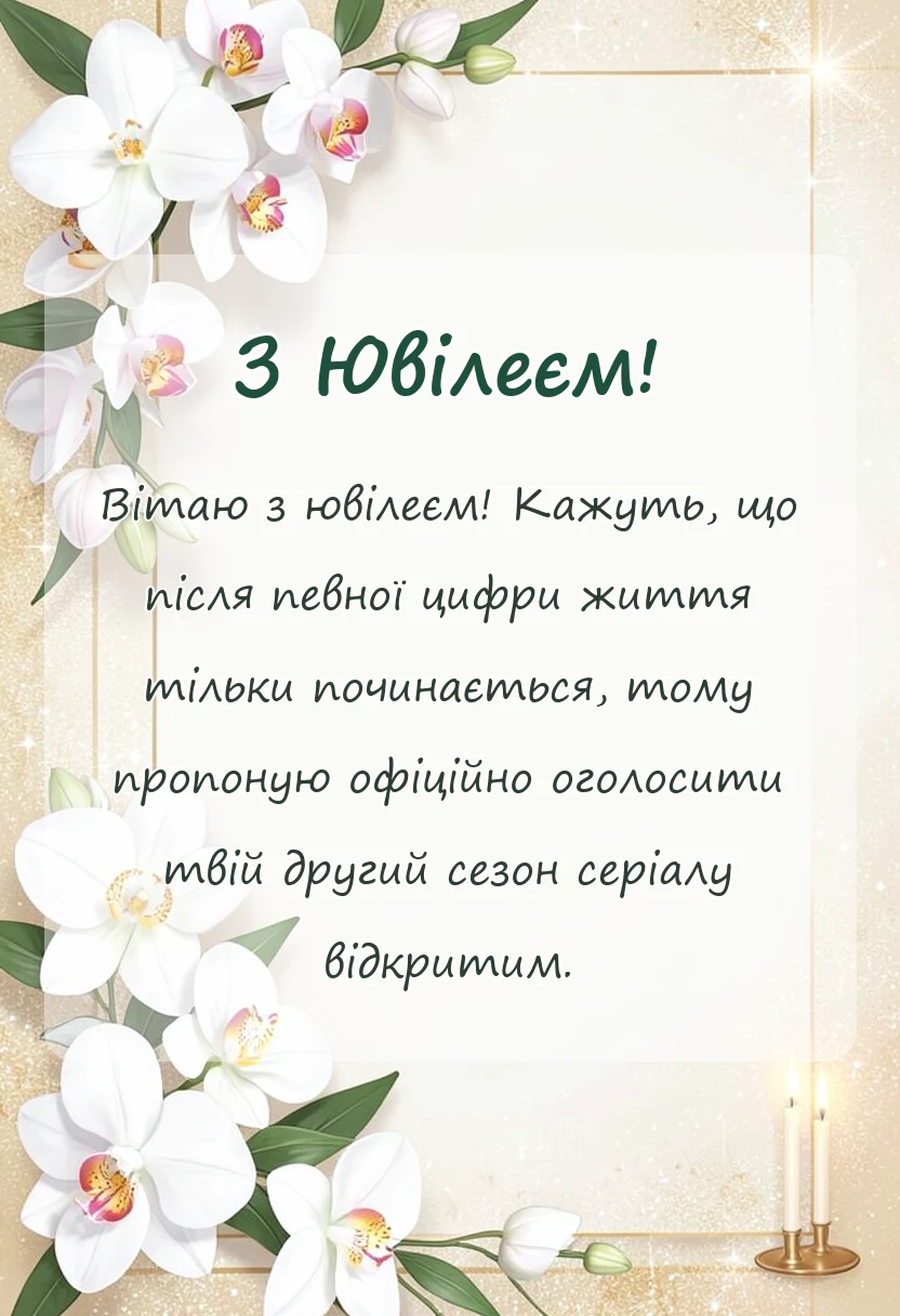 вітальна листівка - гарне вітання з ювілеєм своїми словами