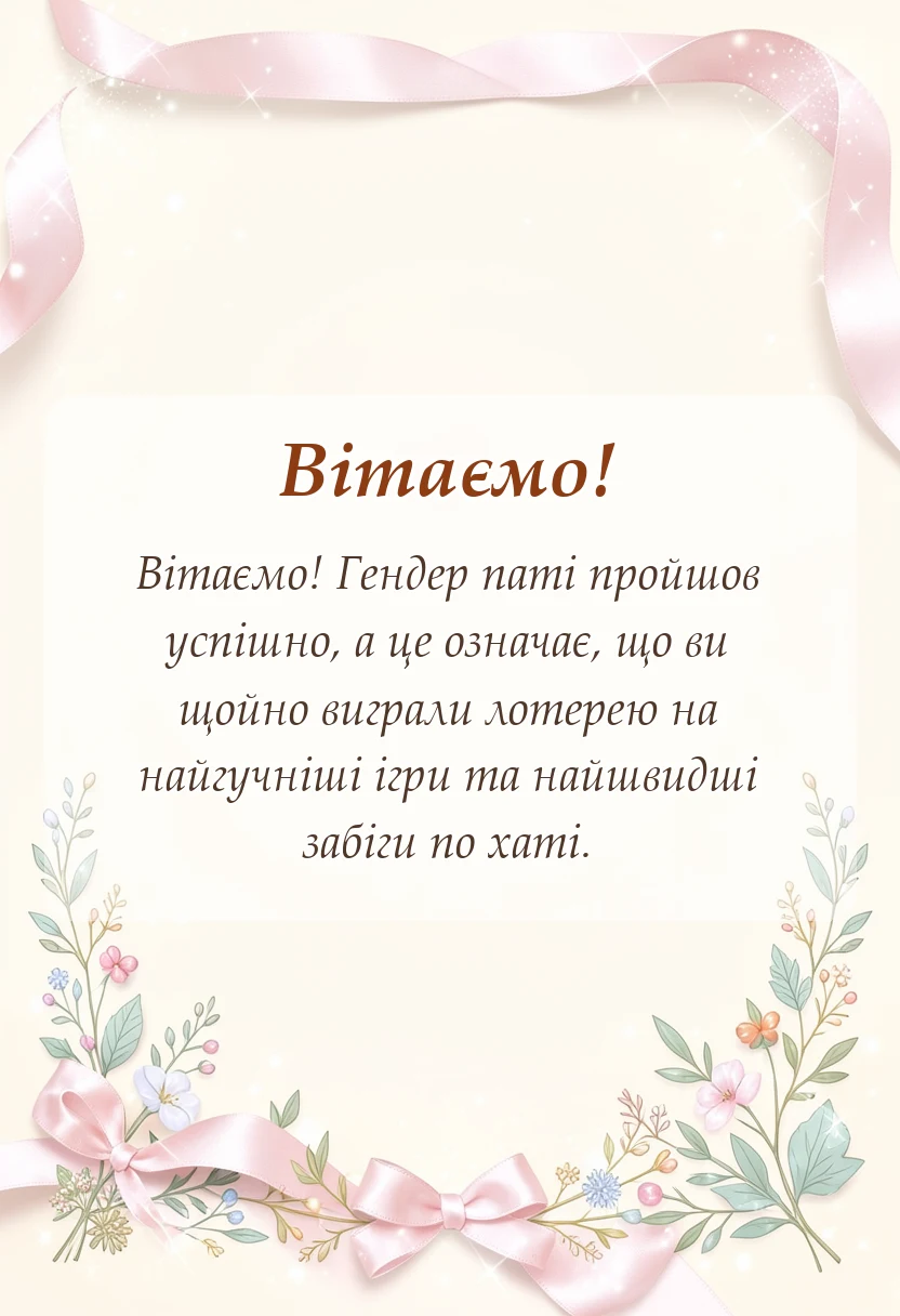 унікальна листівка - вітання на гендер паті хлопчик