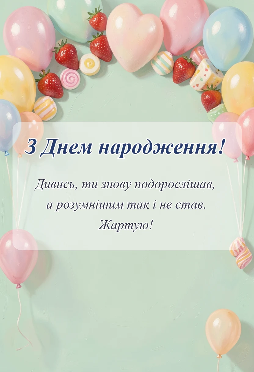 вітальна листівка - привітання з днем народження однокласнику