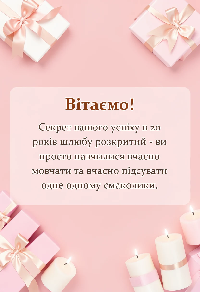 унікальна листівка - привітання з порцеляновим весіллям