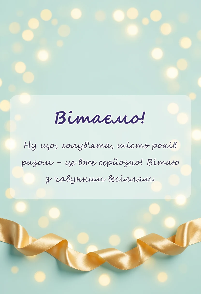 святкова картинка: привітання з шостою річницею весілля