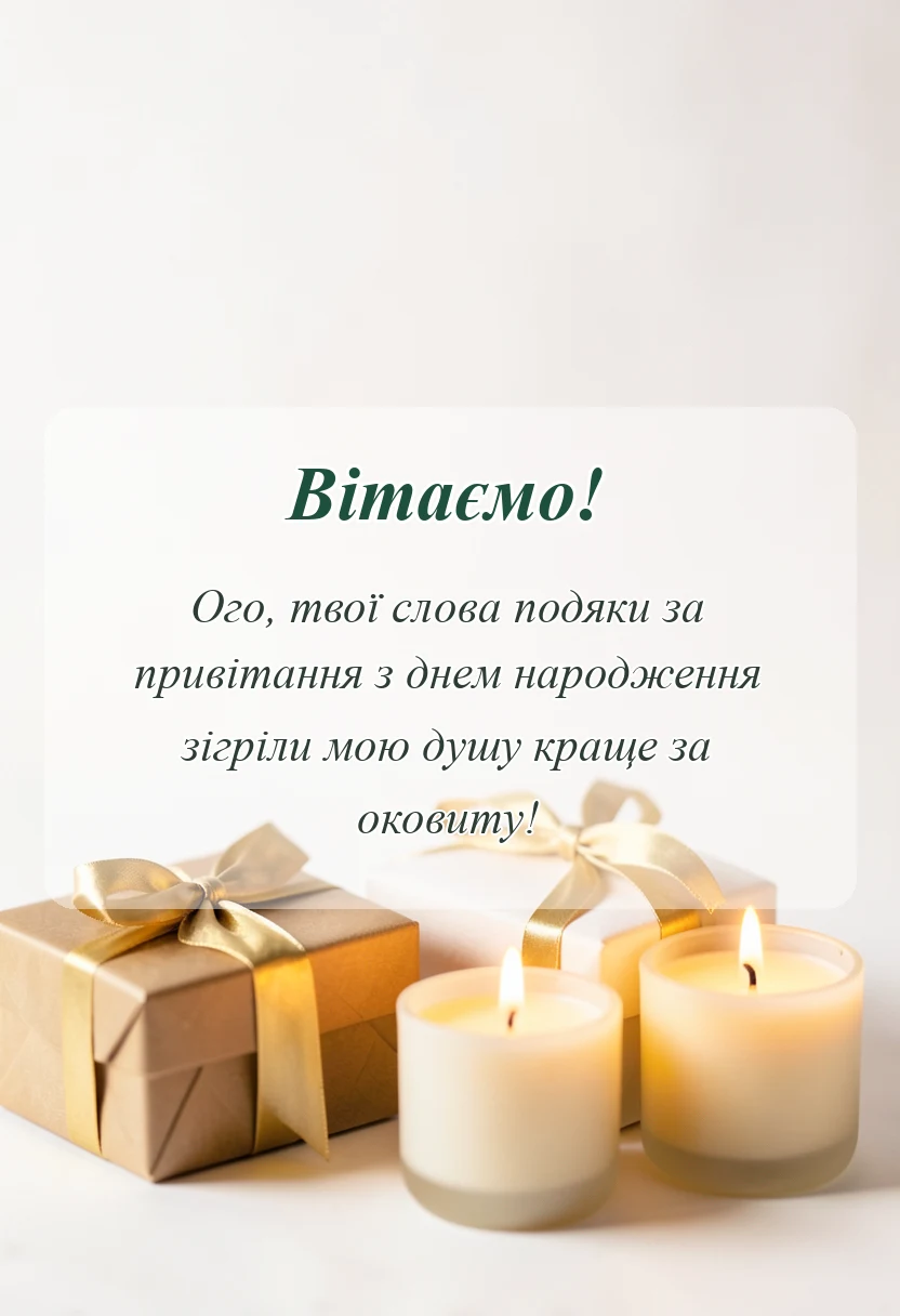 вітальна листівка - слова подяки за привітання на день народження